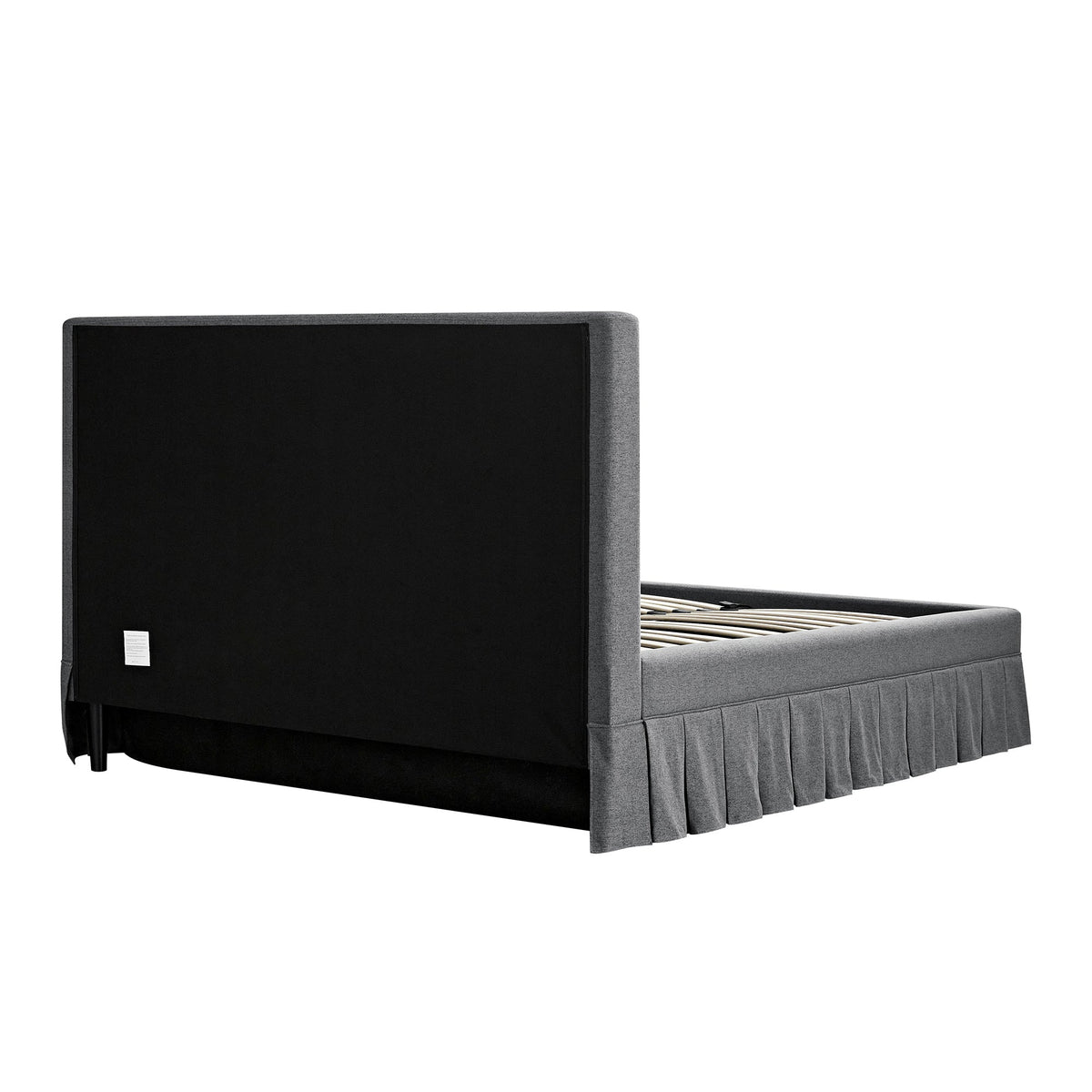 Egerton Box-Pleat Ottoman Storage Bed in Charcoal Brushed Fabric