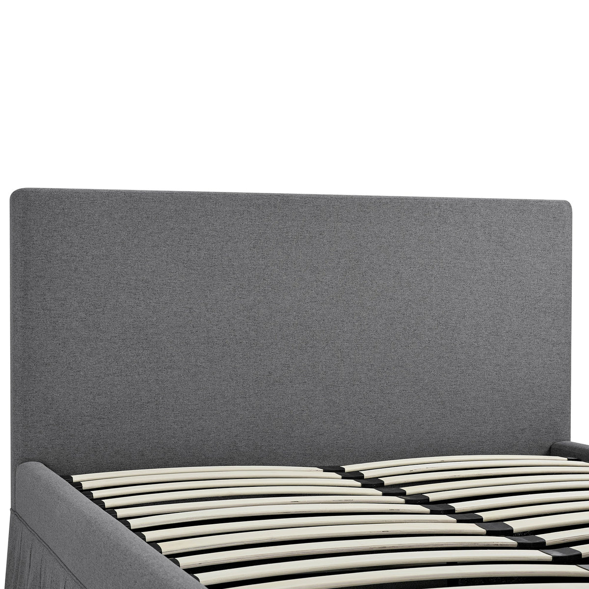 Egerton Box-Pleat Ottoman Storage Bed in Charcoal Brushed Fabric