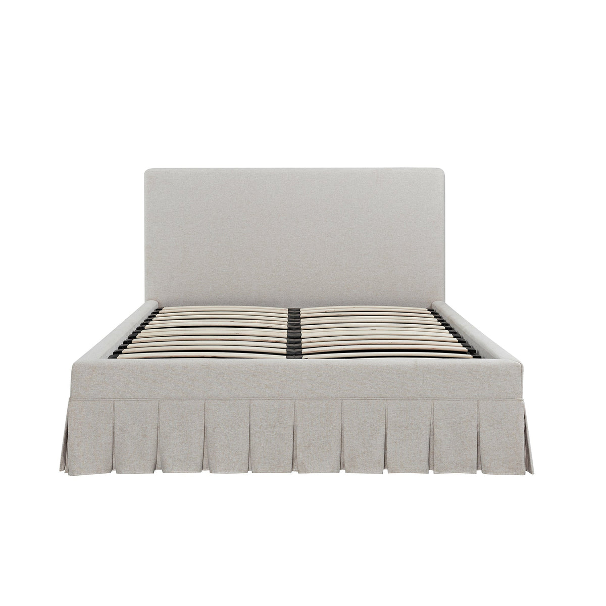 Egerton Box-Pleat Ottoman Storage Bed in Oatmeal Brushed Fabric