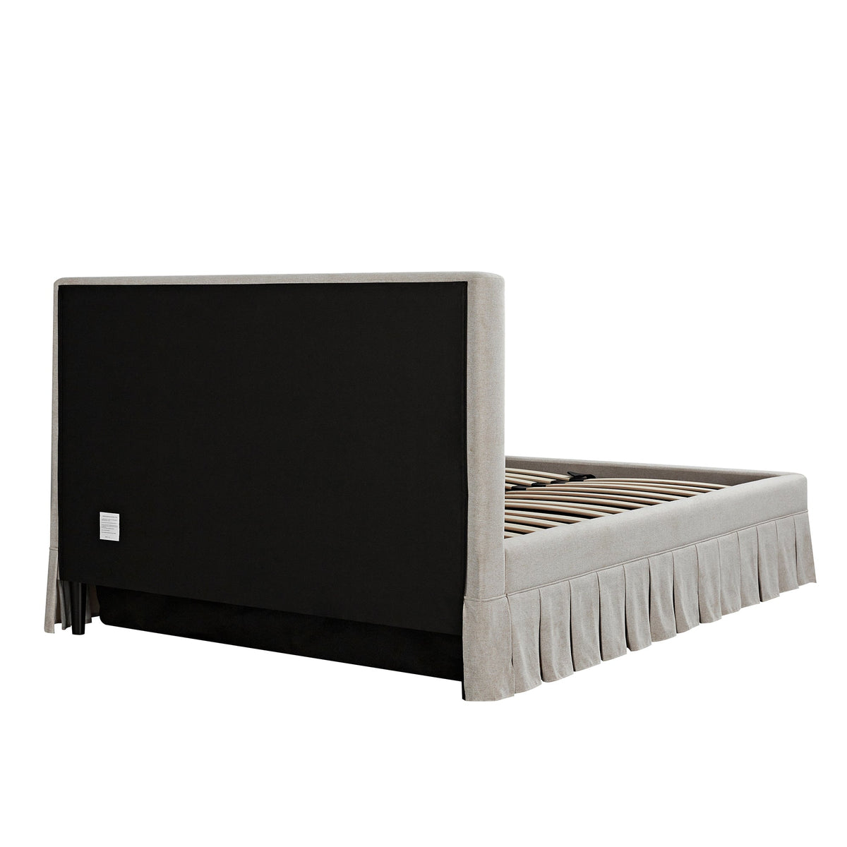 Egerton Box-Pleat Ottoman Storage Bed in Oatmeal Brushed Fabric