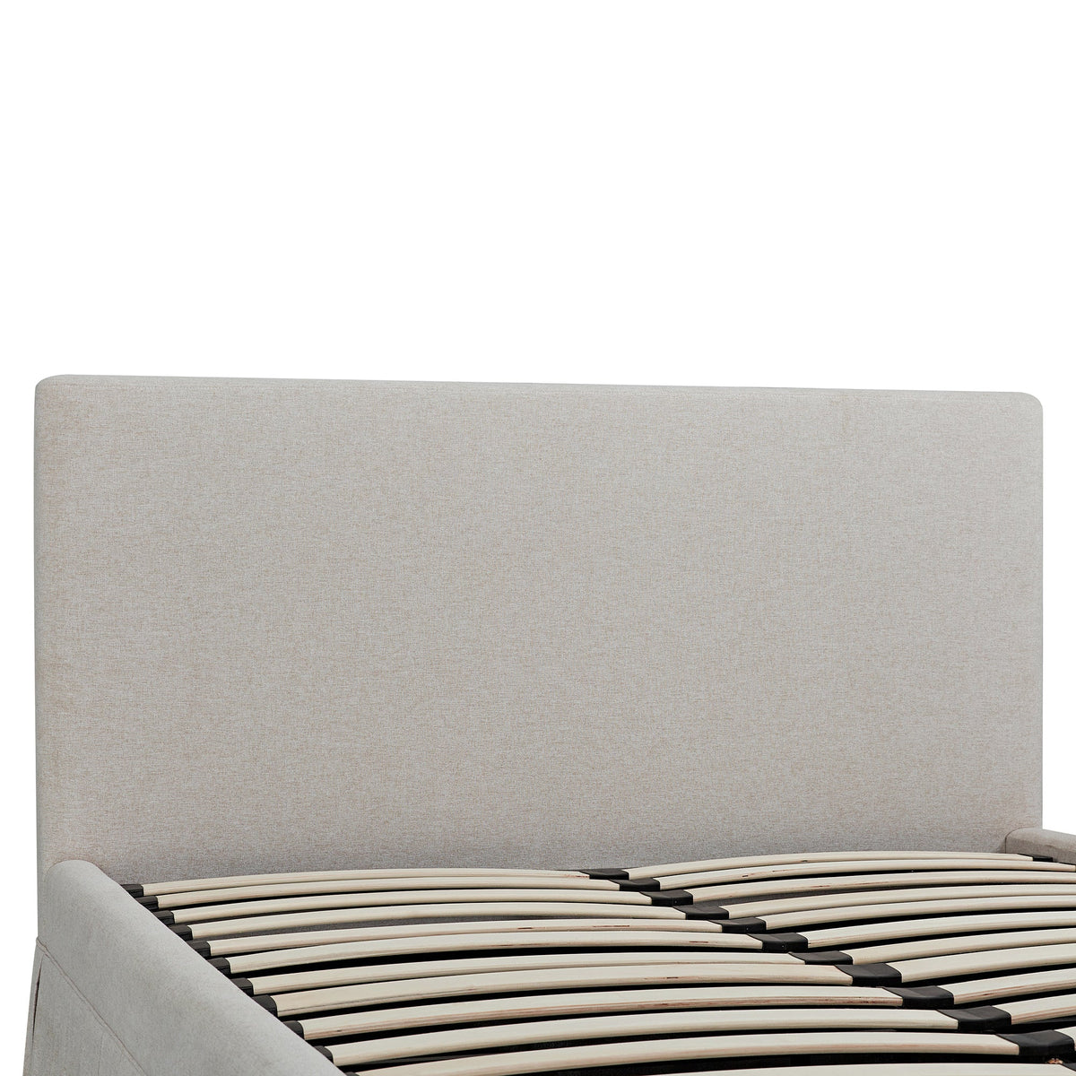 Egerton Box-Pleat Ottoman Storage Bed in Oatmeal Brushed Fabric
