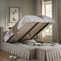 Egerton Box-Pleat Ottoman Storage Bed in Oatmeal Brushed Fabric – image 37 of 90