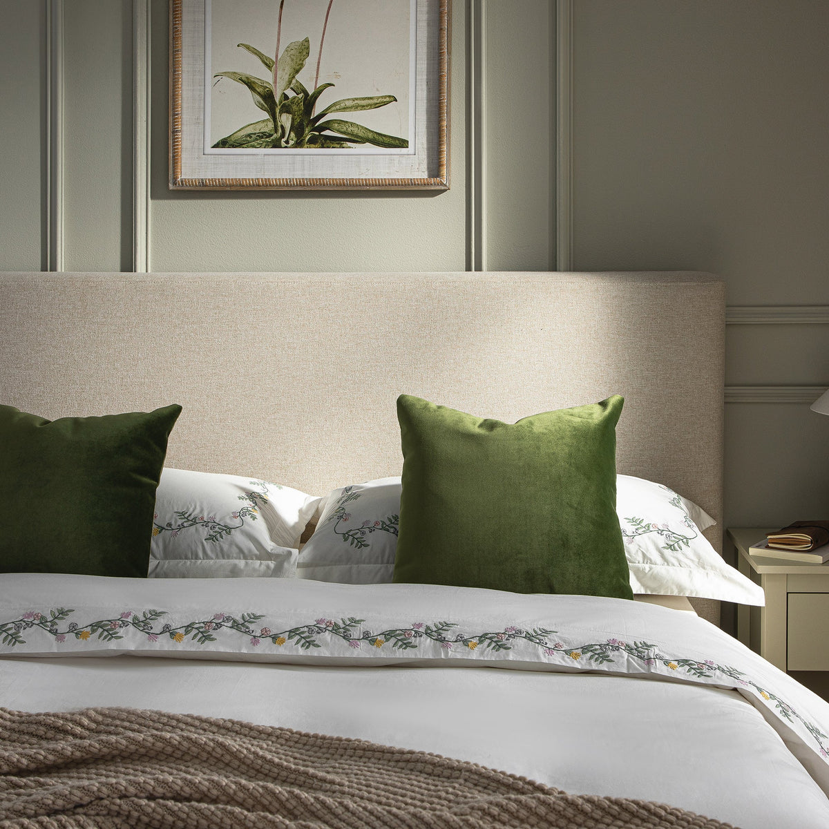 Egerton Box-Pleat Ottoman Storage Bed in Oatmeal Brushed Fabric