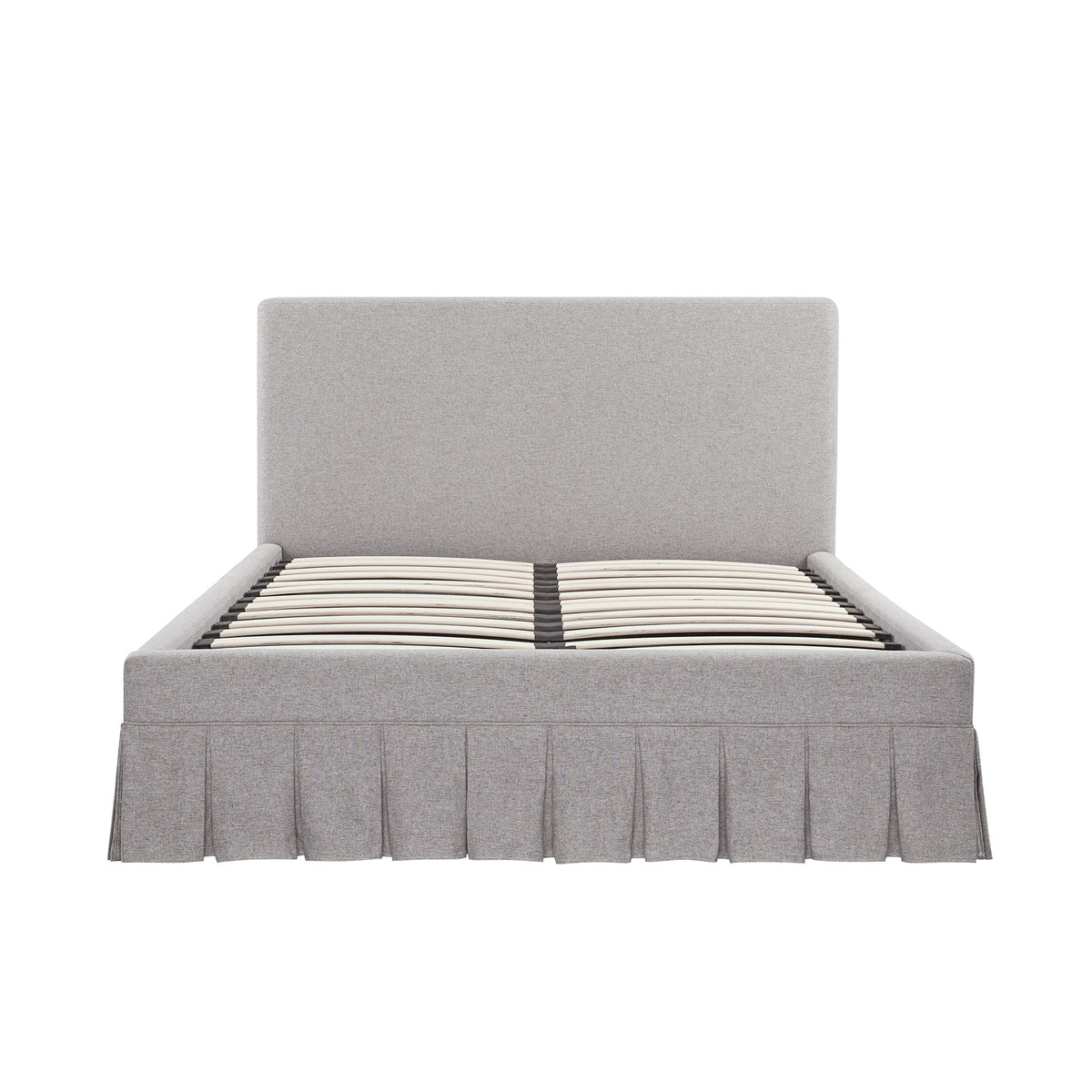 Egerton Box-Pleat Ottoman Storage Bed in Stone Brushed Fabric