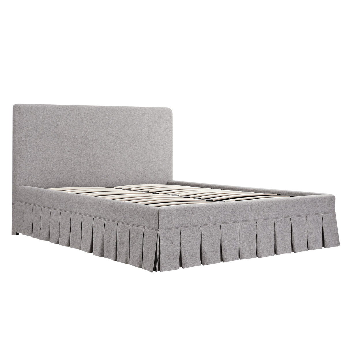 Egerton Box-Pleat Ottoman Storage Bed in Stone Brushed Fabric