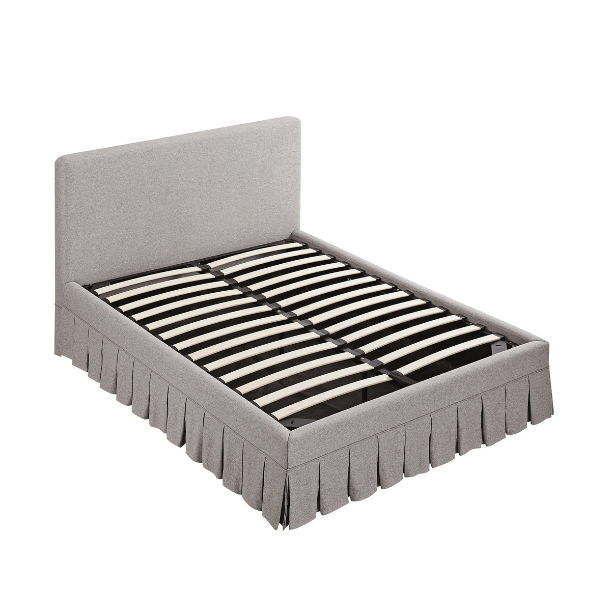 Egerton Box-Pleat Ottoman Storage Bed in Stone Brushed Fabric