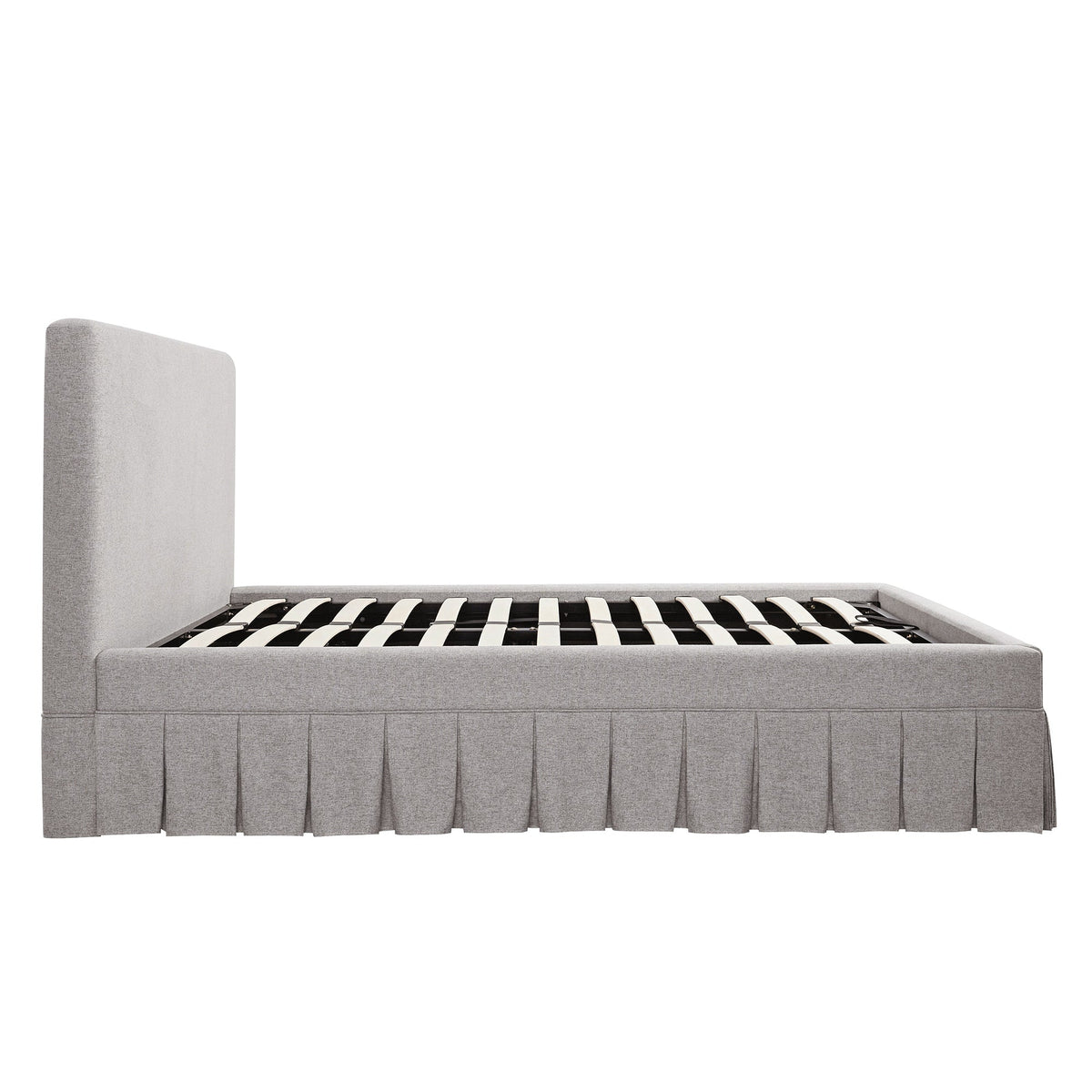 Egerton Box-Pleat Ottoman Storage Bed in Stone Brushed Fabric