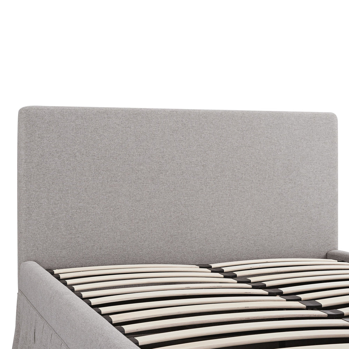 Egerton Box-Pleat Ottoman Storage Bed in Stone Brushed Fabric