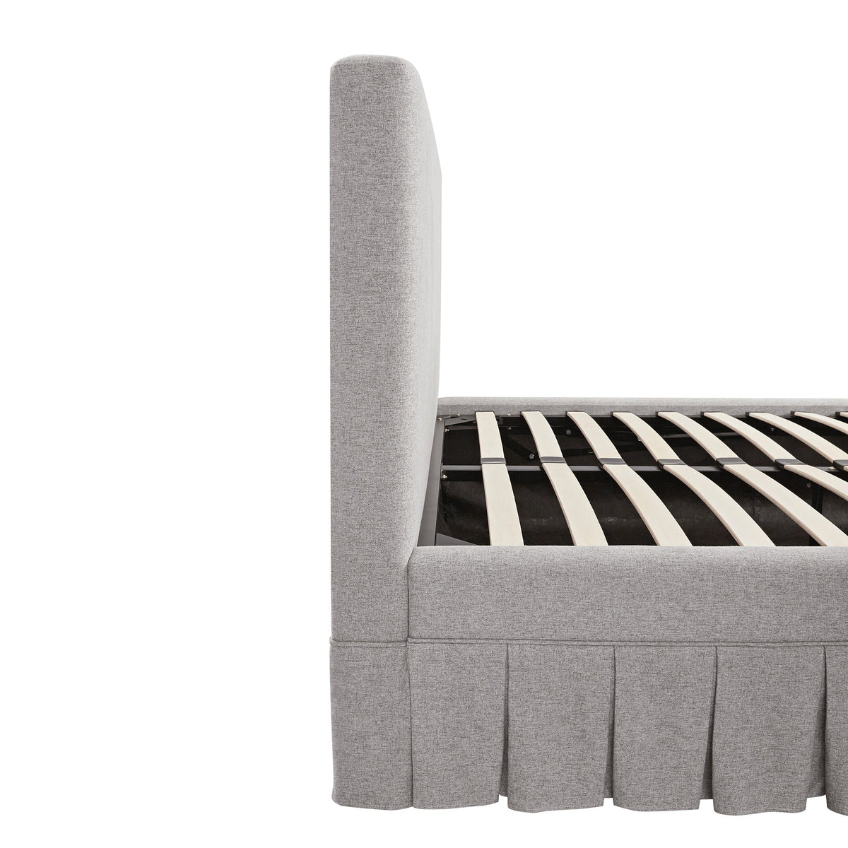 Egerton Box-Pleat Ottoman Storage Bed in Stone Brushed Fabric