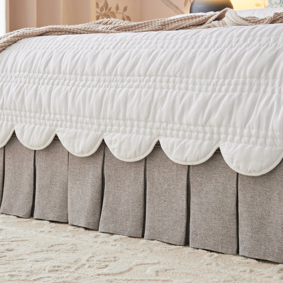 Egerton Box-Pleat Ottoman Storage Bed in Stone Brushed Fabric