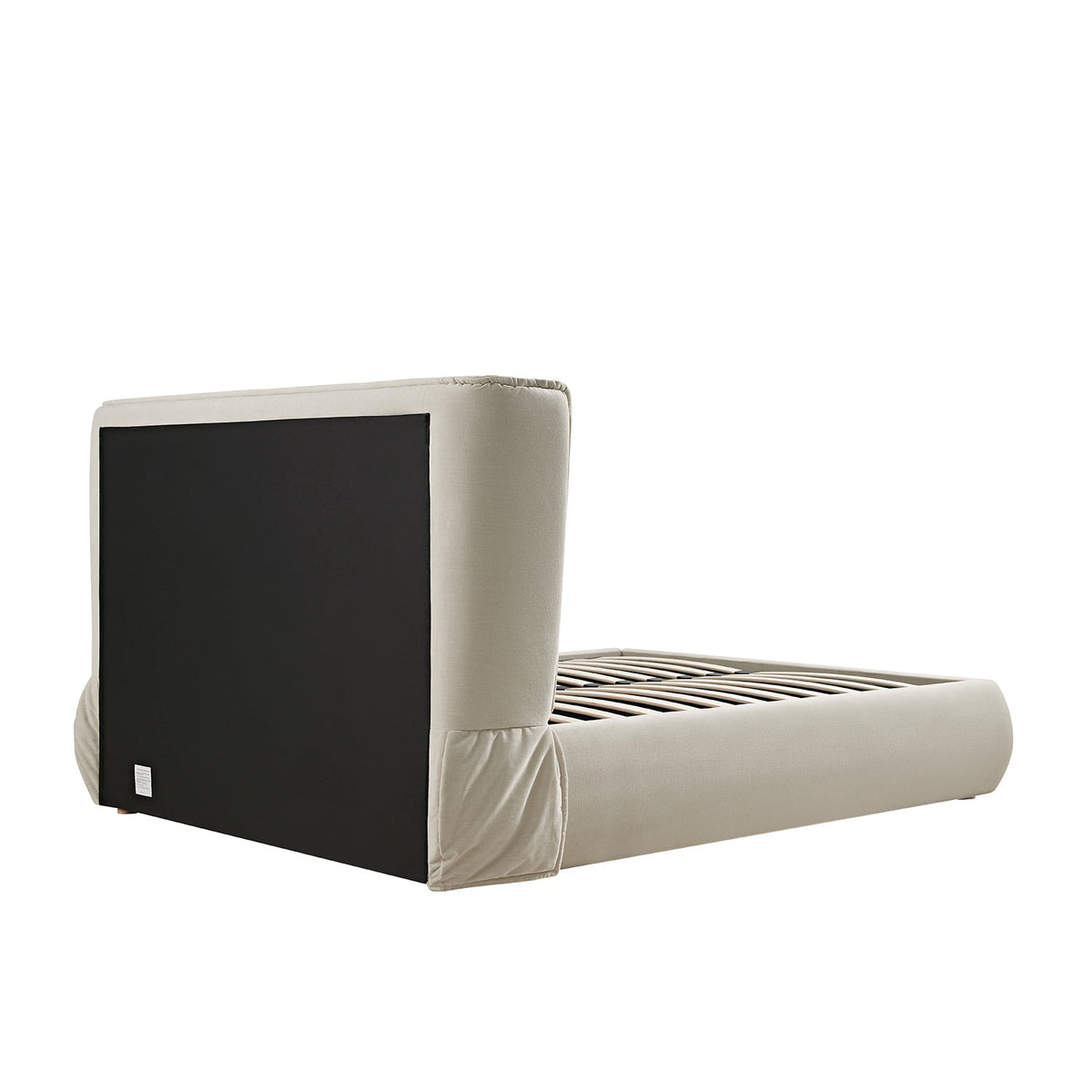 Astrid Ruched Wingback Bed in Ivory Chenille