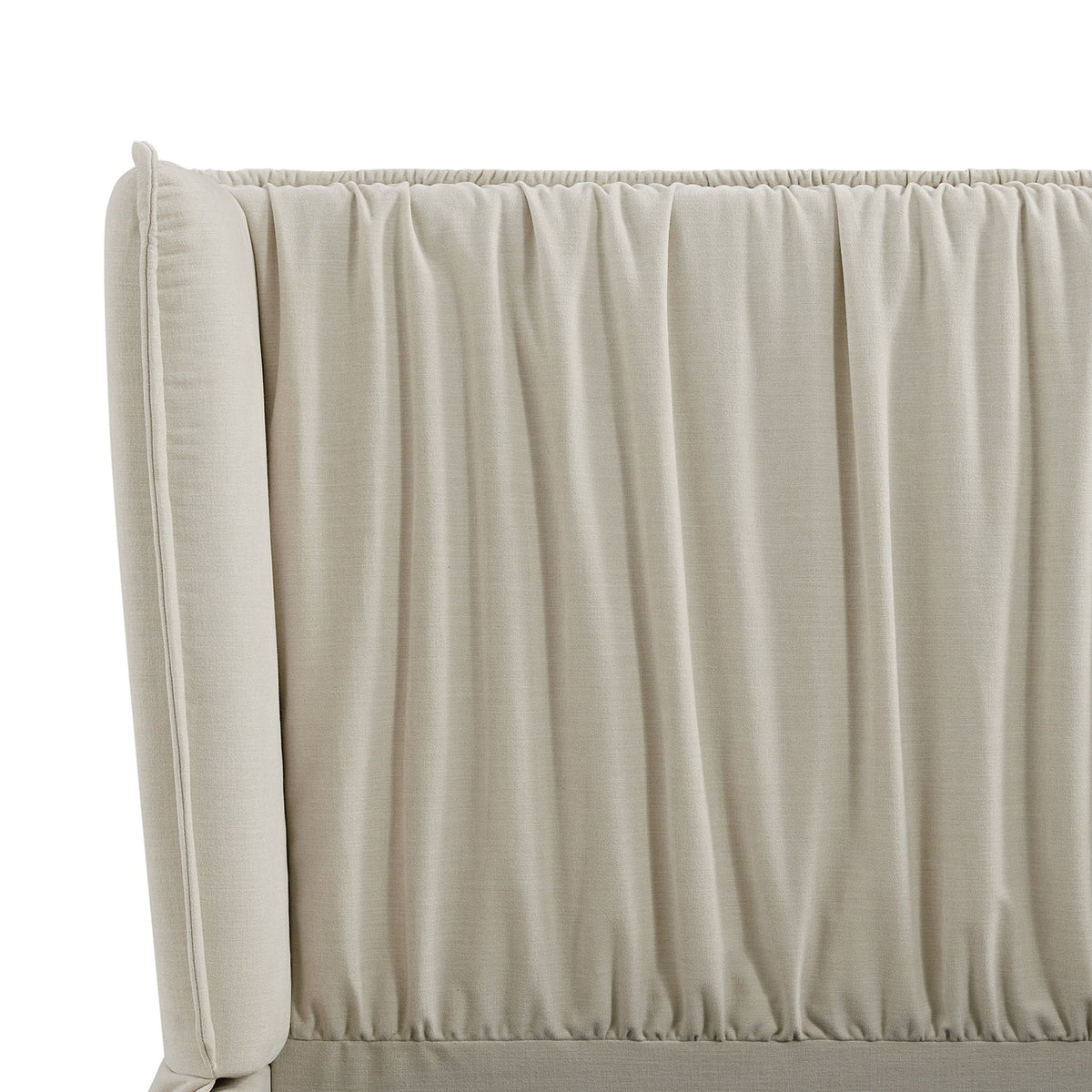 Astrid Ruched Wingback Bed in Ivory Chenille