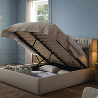 Astrid Ruched Wingback Bed in Ivory Chenille – image 3 of 58