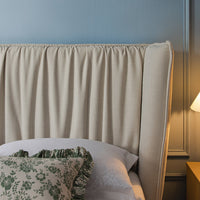 Astrid Ruched Wingback Bed in Ivory Chenille – image 6 of 58