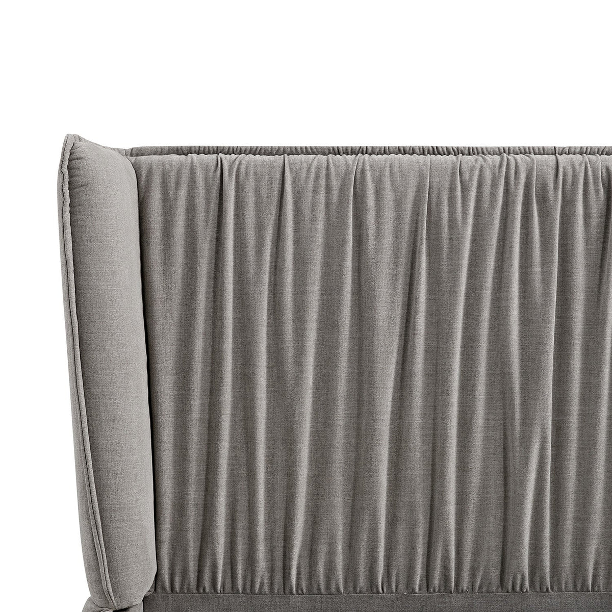 Astrid Ruched Wingback Bed in Soft Grey Chenille