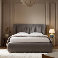 Astrid Ruched Wingback Bed in Soft Grey Chenille – image 40 of 58