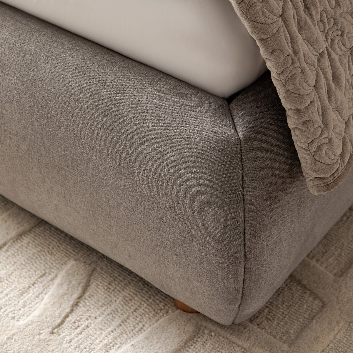 Astrid Ruched Wingback Bed in Soft Grey Chenille