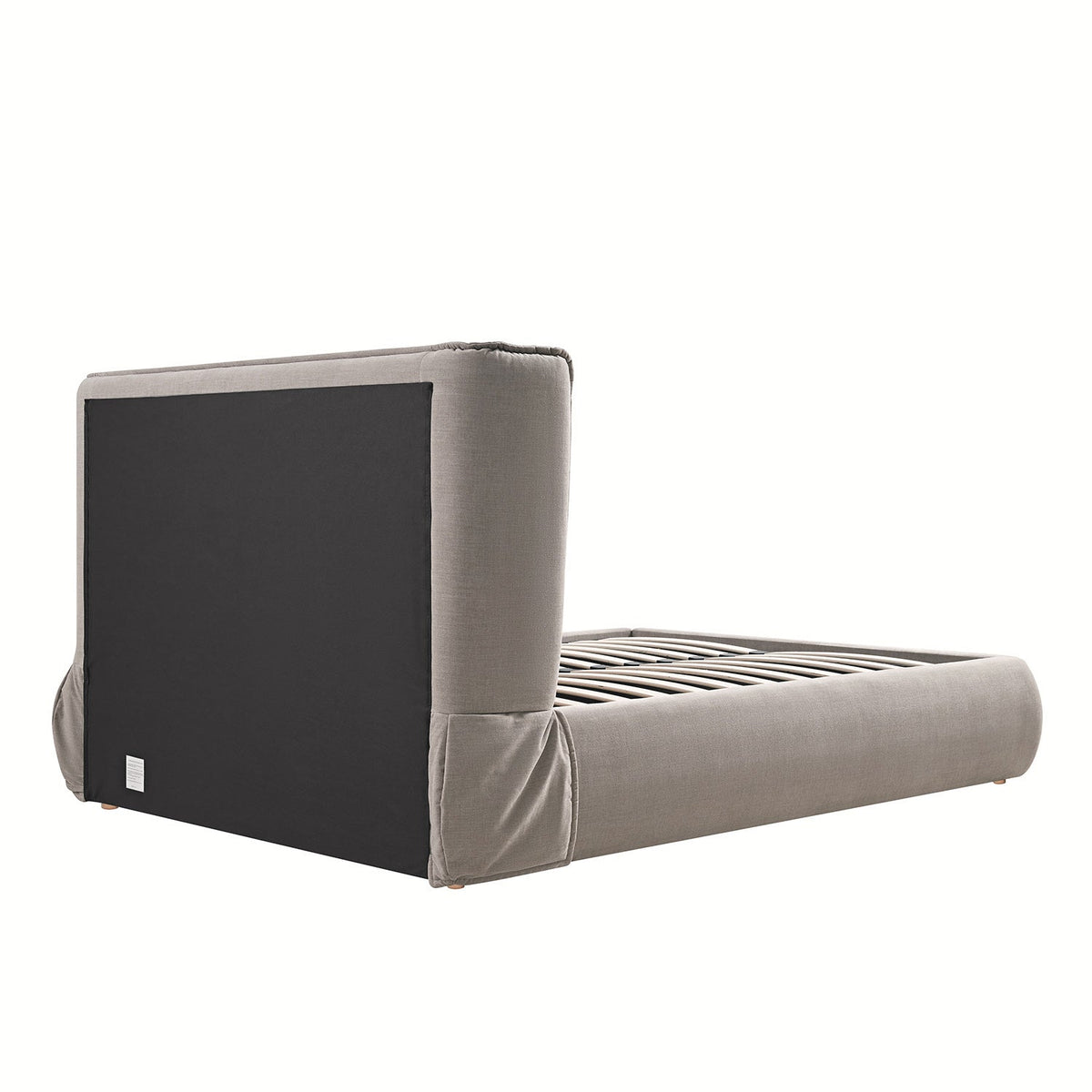 Astrid Ruched Wingback Bed in Oatmeal Chenille