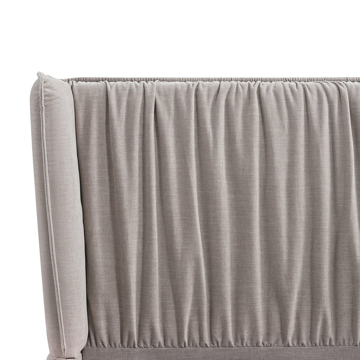 Astrid Ruched Wingback Bed in Oatmeal Chenille