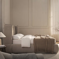 Astrid Ruched Wingback Bed in Oatmeal Chenille – image 23 of 58