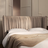 Astrid Ruched Wingback Bed in Oatmeal Chenille – image 24 of 58