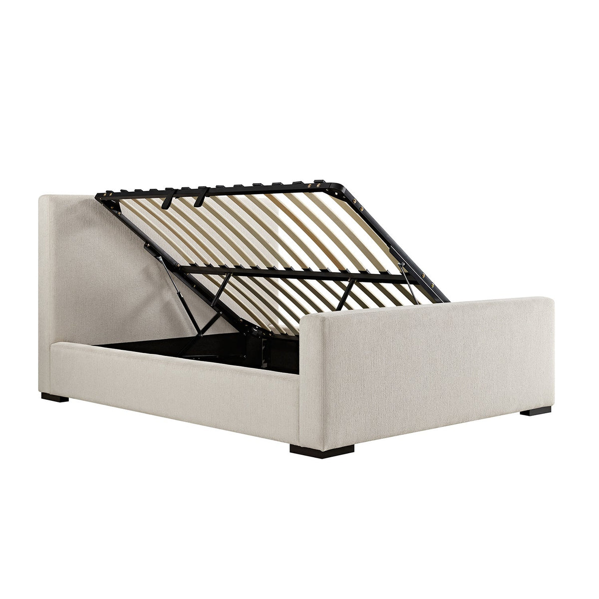 Antoine Side-Opening Ottoman Storage Bed in Soft Beige Chenille