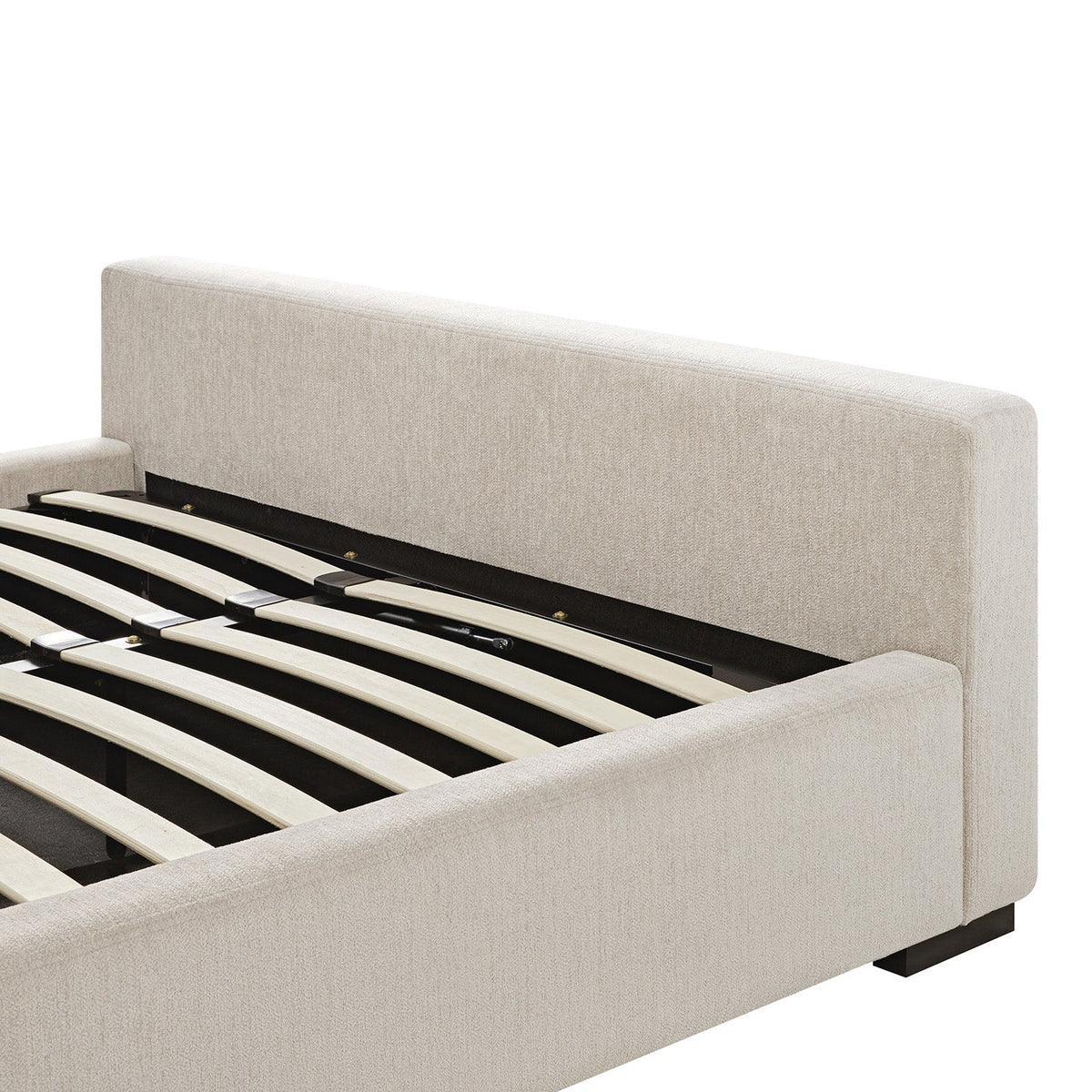 Antoine Side-Opening Ottoman Storage Bed in Soft Beige Chenille