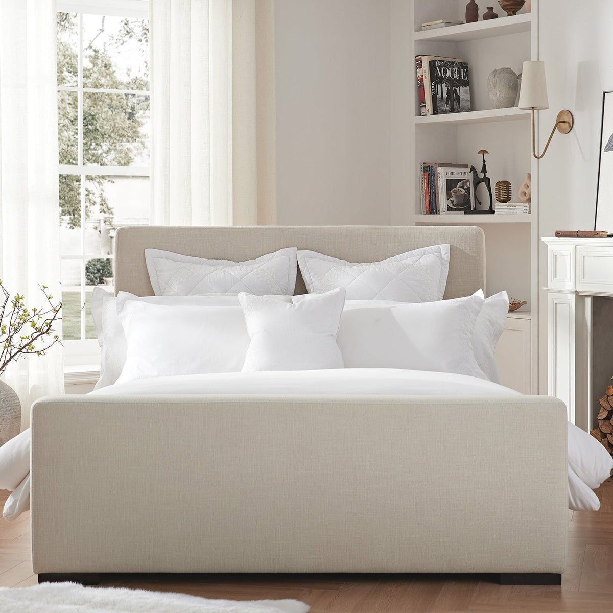 Antoine Side-Opening Ottoman Storage Bed in Ivory Linen Blend