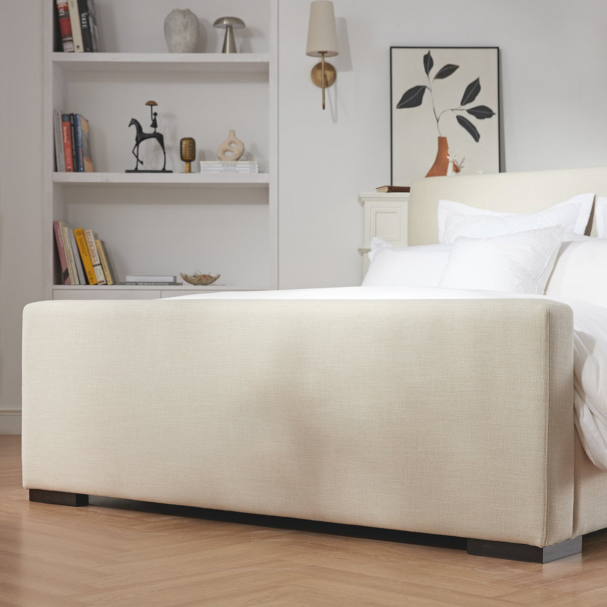 Antoine Side-Opening Ottoman Storage Bed in Ivory Linen Blend