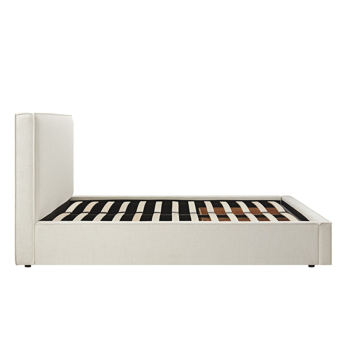 Forte Drawer Storage Bed in Beige Linen Blend
