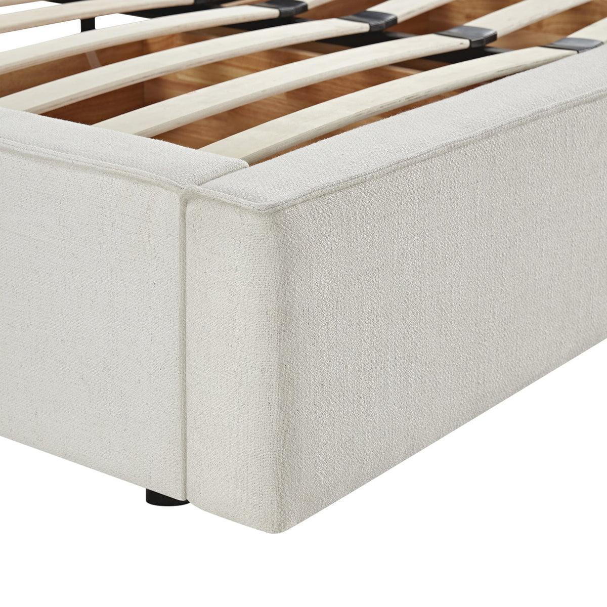 Forte Drawer Storage Bed in Beige Linen Blend