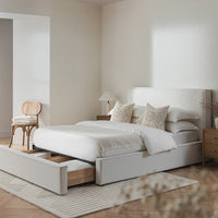 Forte Drawer Storage Bed in Beige Linen Blend – image 2 of 49