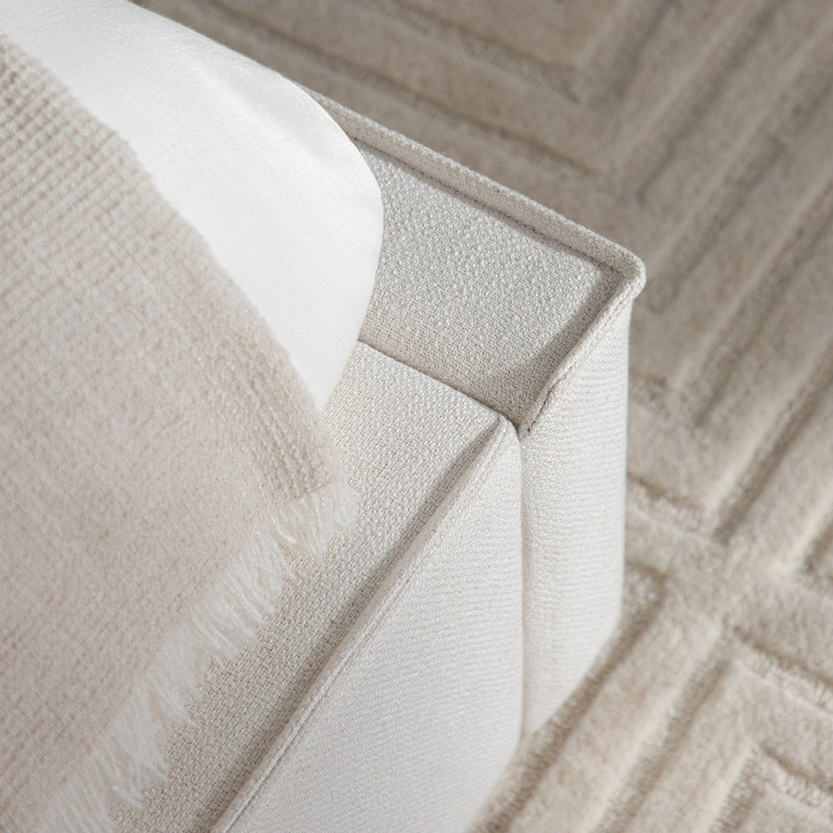 Forte Drawer Storage Bed in Beige Linen Blend