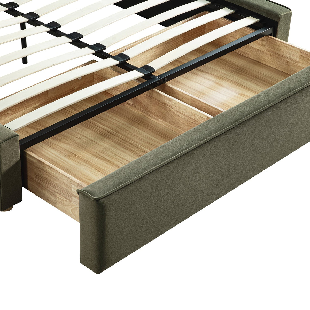 Forte Drawer Storage Bed in Dried Herb Mohair