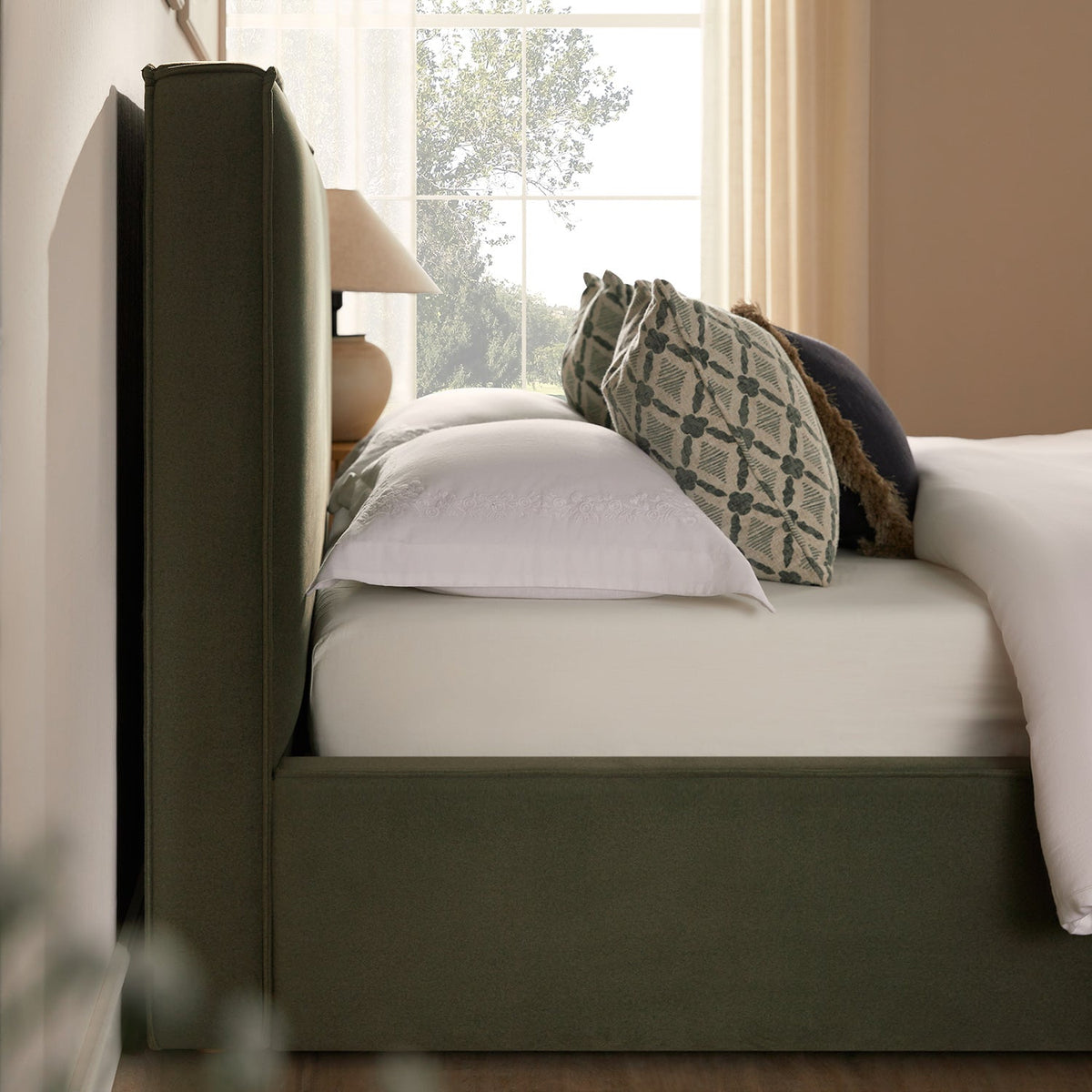 Forte Drawer Storage Bed in Dried Herb Mohair