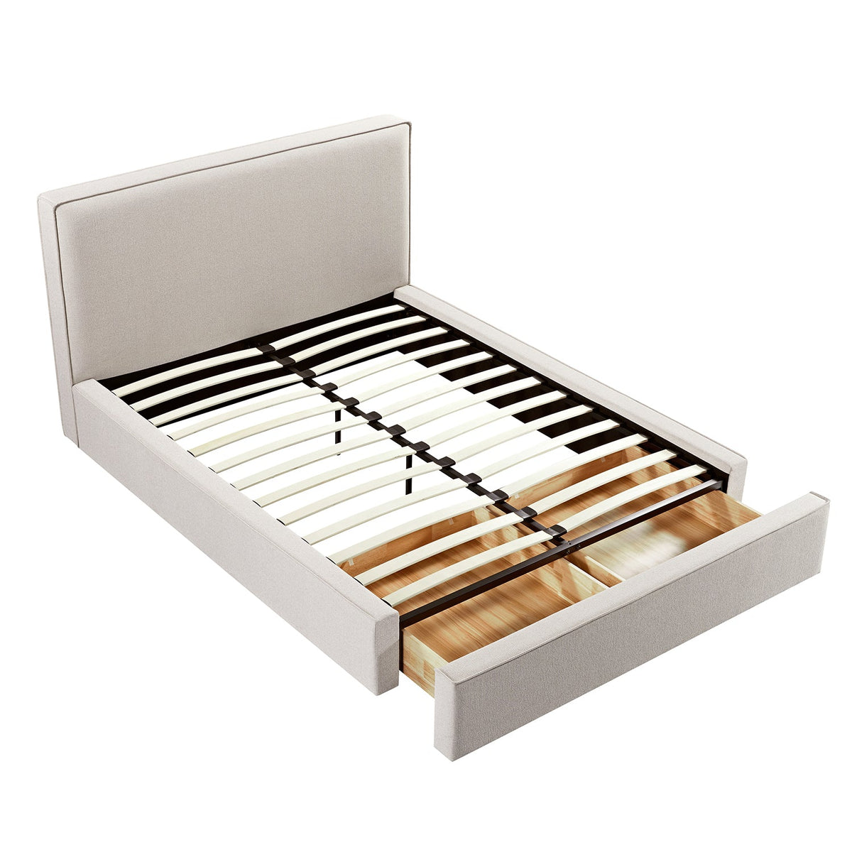Forte Drawer Storage Bed in Oatmeal Weave