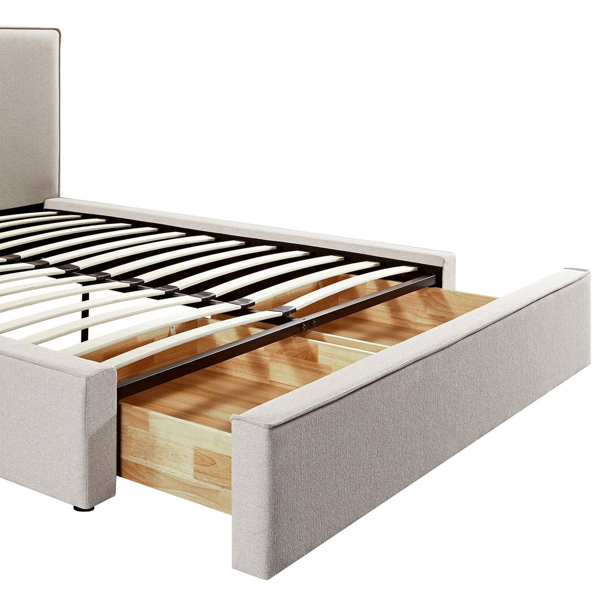 Forte Drawer Storage Bed in Oatmeal Weave