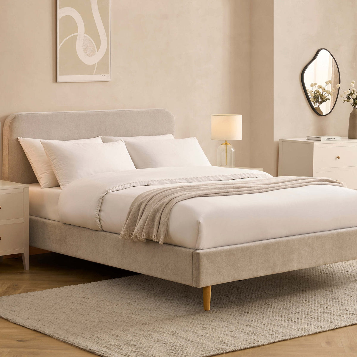 Ascot Bed Frame - Chenille Light Grey — view 3