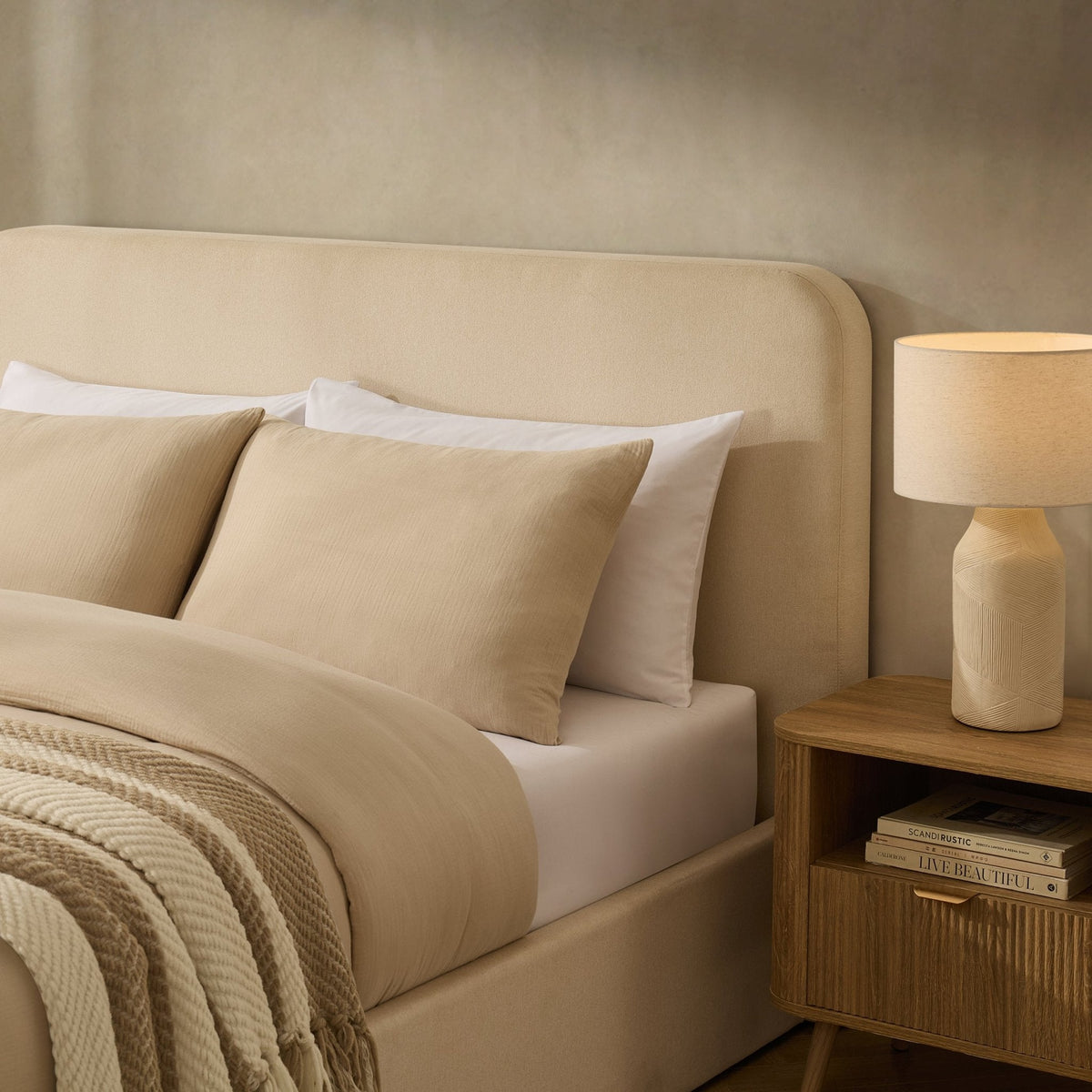 Ascot Ottoman Storage Bed - Cream Linen — view 5
