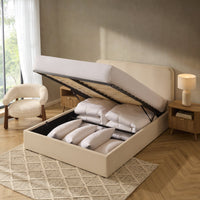 Ascot Ottoman Storage Bed - Cream Linen — view 2 – image 2 of 12