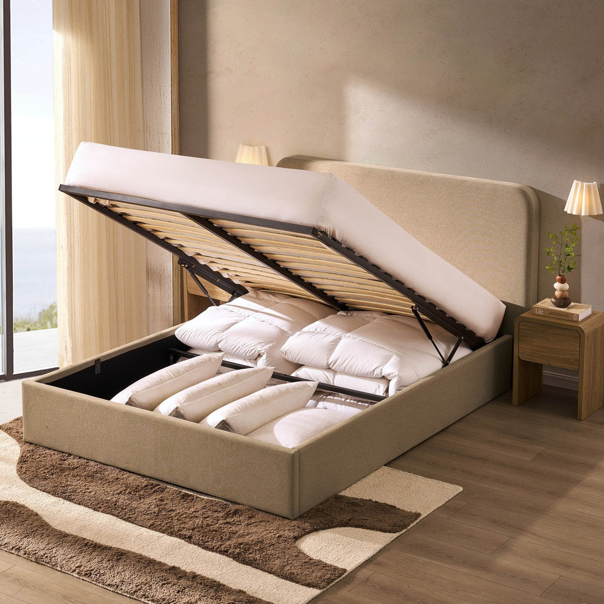 Ascot Ottoman Storage Bed - Oatmeal — view 4