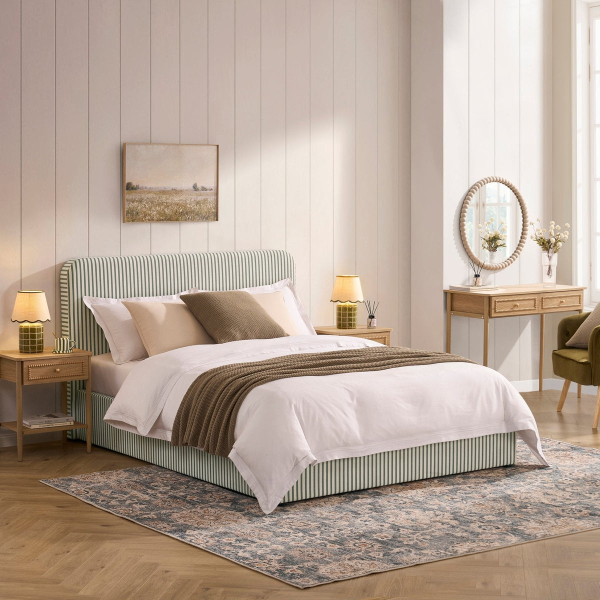 Ascot Ottoman Storage Bed - Sage Stripe — view 5
