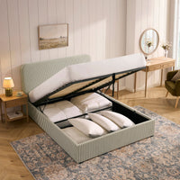 Ascot Ottoman Storage Bed - Sage Stripe — view 3 – image 3 of 14