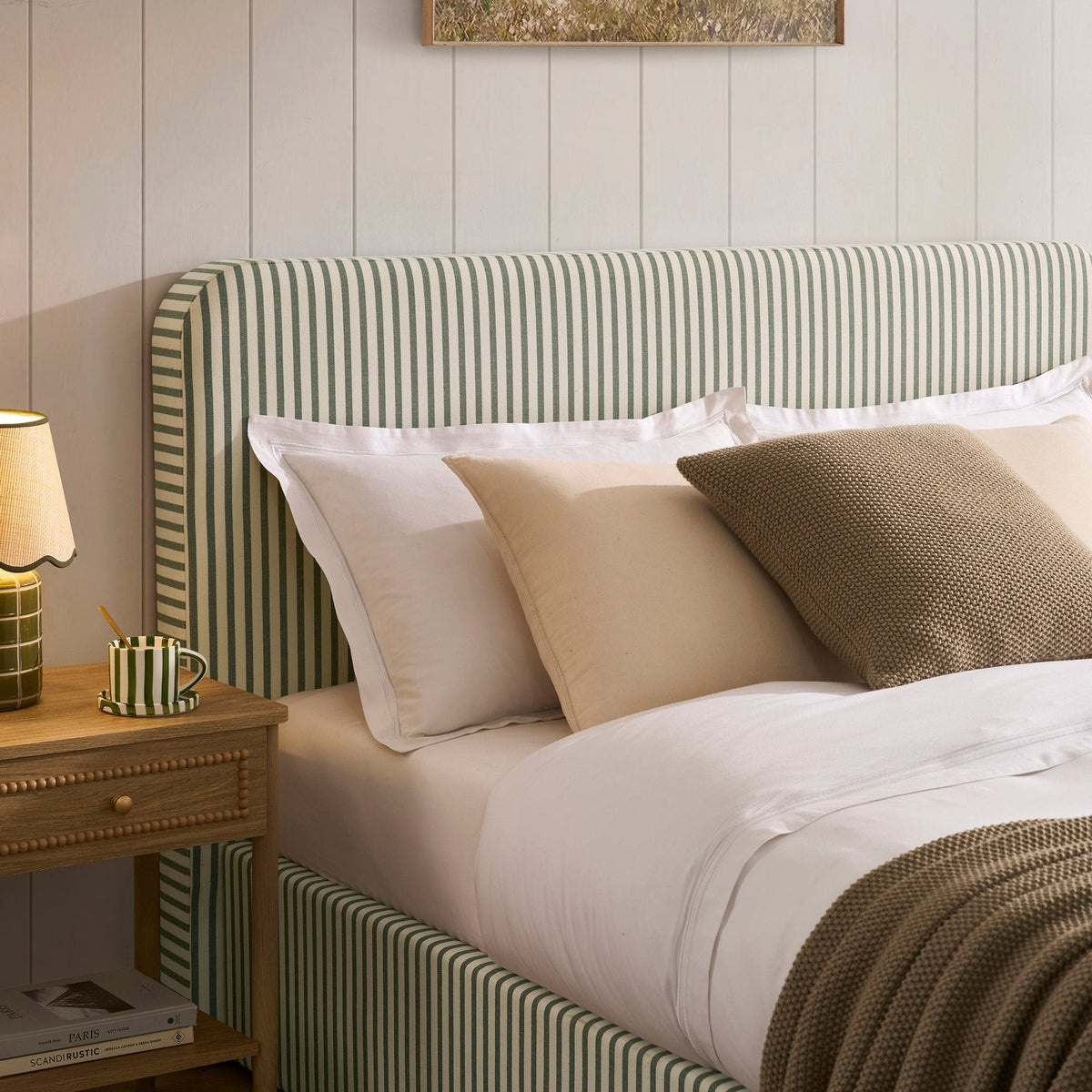 Ascot Ottoman Storage Bed - Sage Stripe — view 2