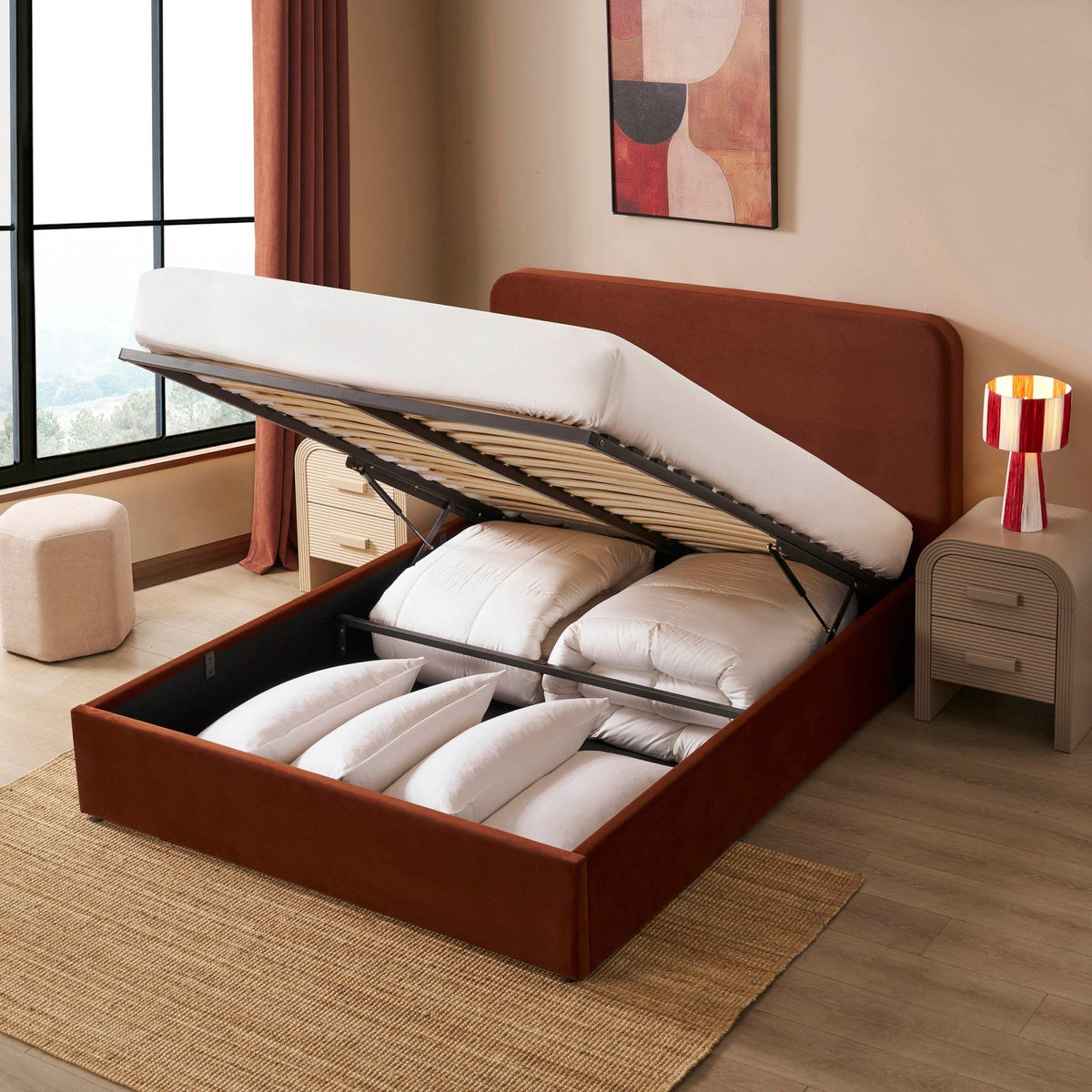 Ascot Ottoman Storage Bed - Terracotta — view 4