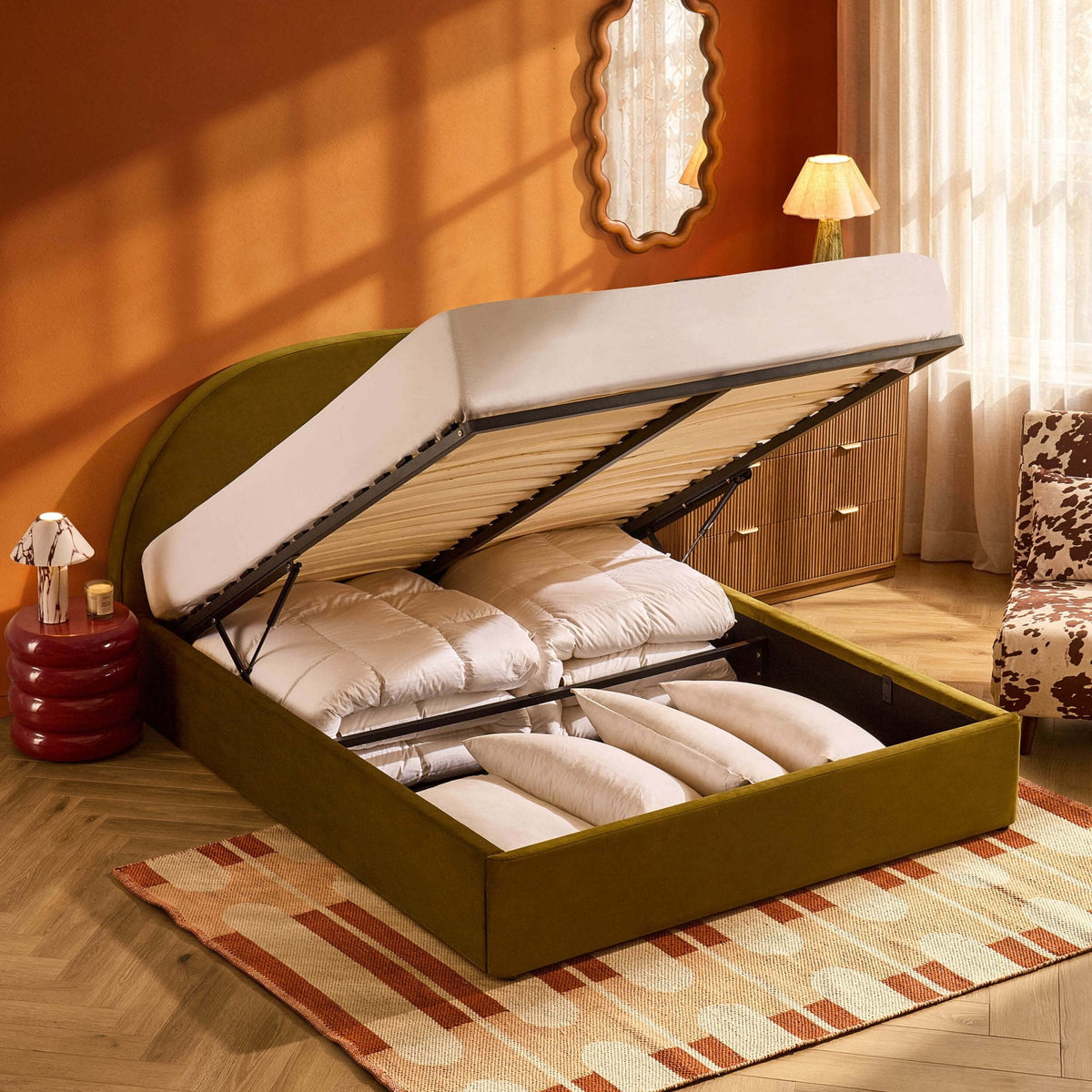 Austin Ottoman Storage Bed - Rich Green — view 6