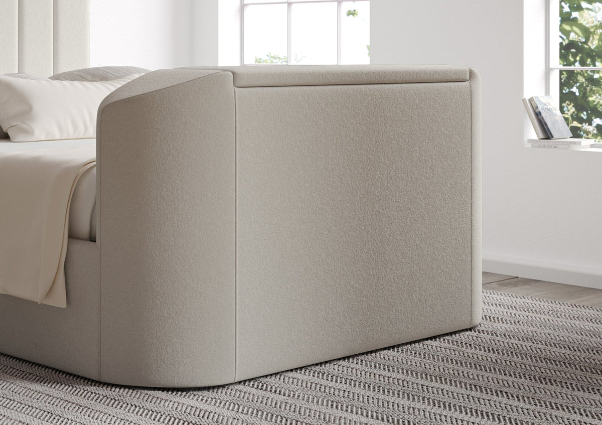 Berkley Upholstered Arran Natural Ottoman TV Bed - Bed Frame Only
