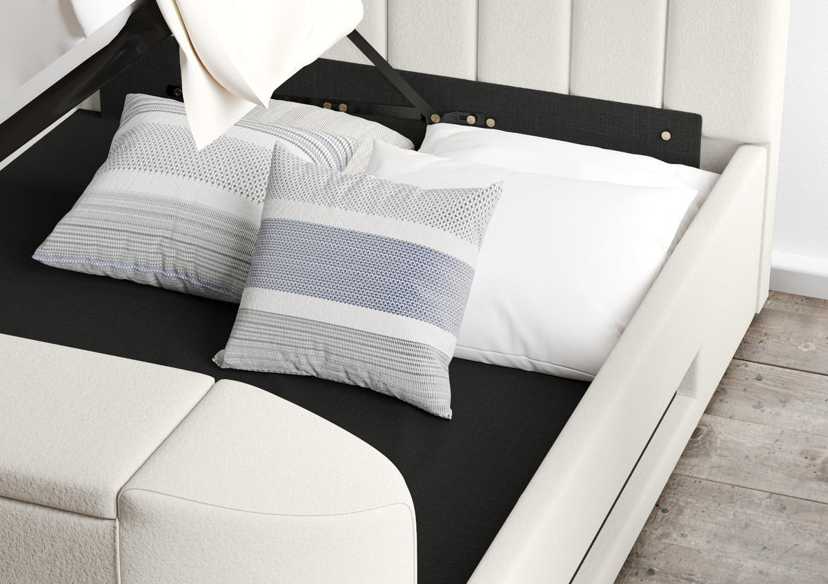 Berkley Upholstered Arran Natural Ottoman TV Bed - Bed Frame Only