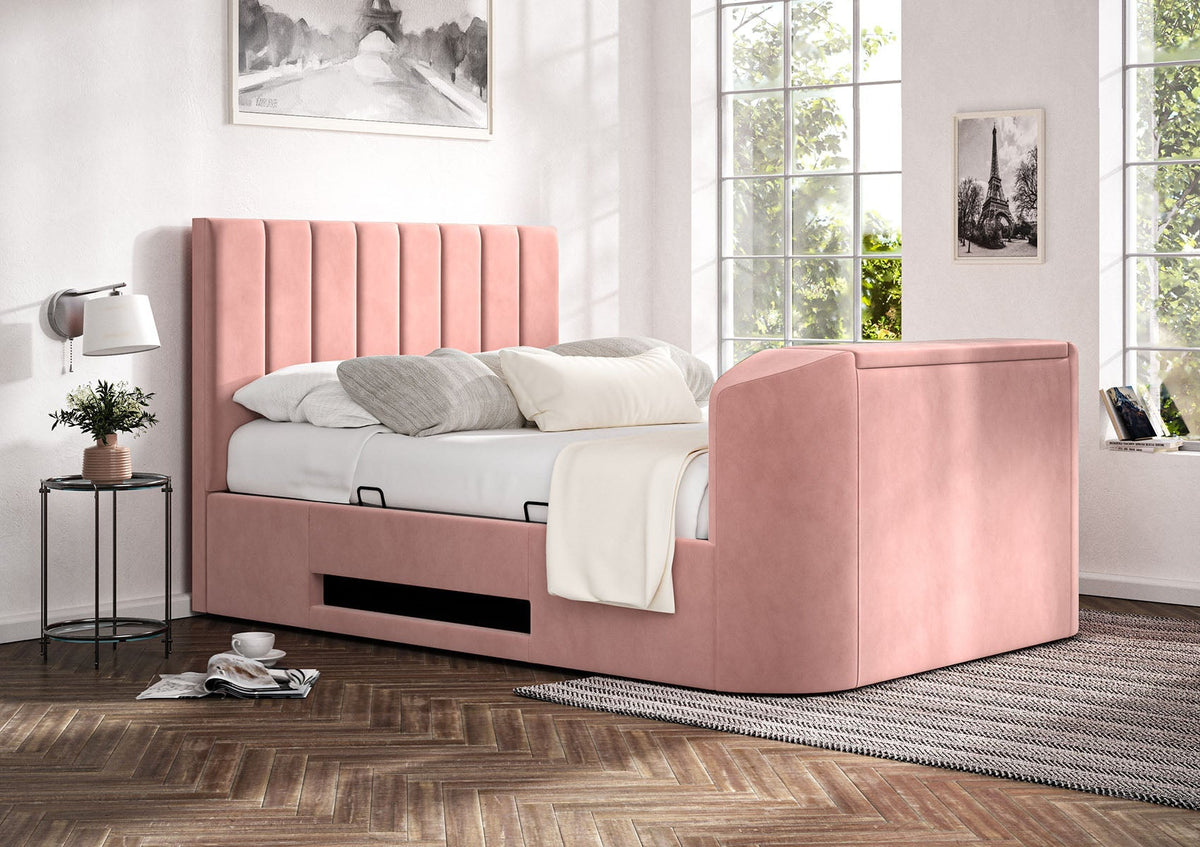 Berkley Upholstered Hugo Powder Ottoman TV Bed - Bed Frame Only
