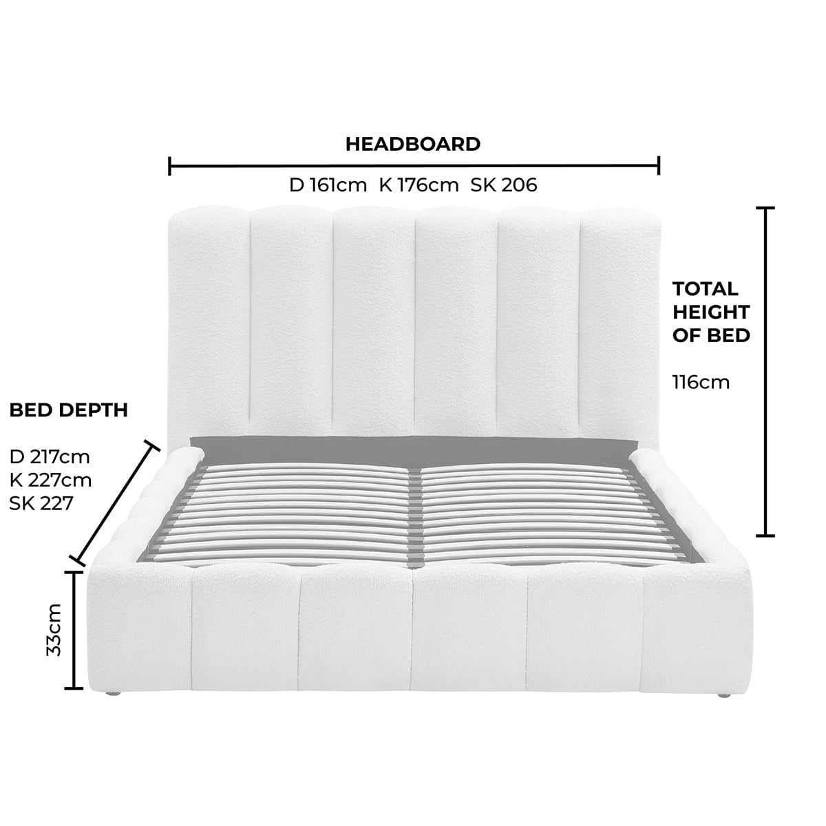 Cheshire Boucle Ottoman Storage Bed - Off White — view 11
